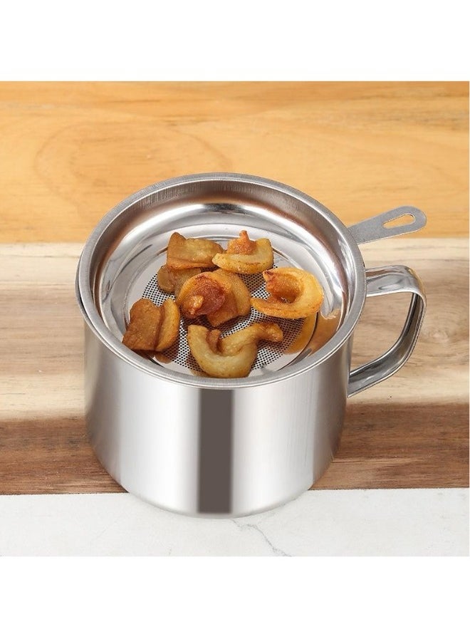 BKMax - 402 Stainless Steel Oil Filter Pot | Oil Storage Container with Fine Mesh Strainer and Dustproof Lid or Storing Frying Oil and Cooking Grease | Cooking Oil Strainer/Cleaner Oil Filter Cup By BKMax - Image 1