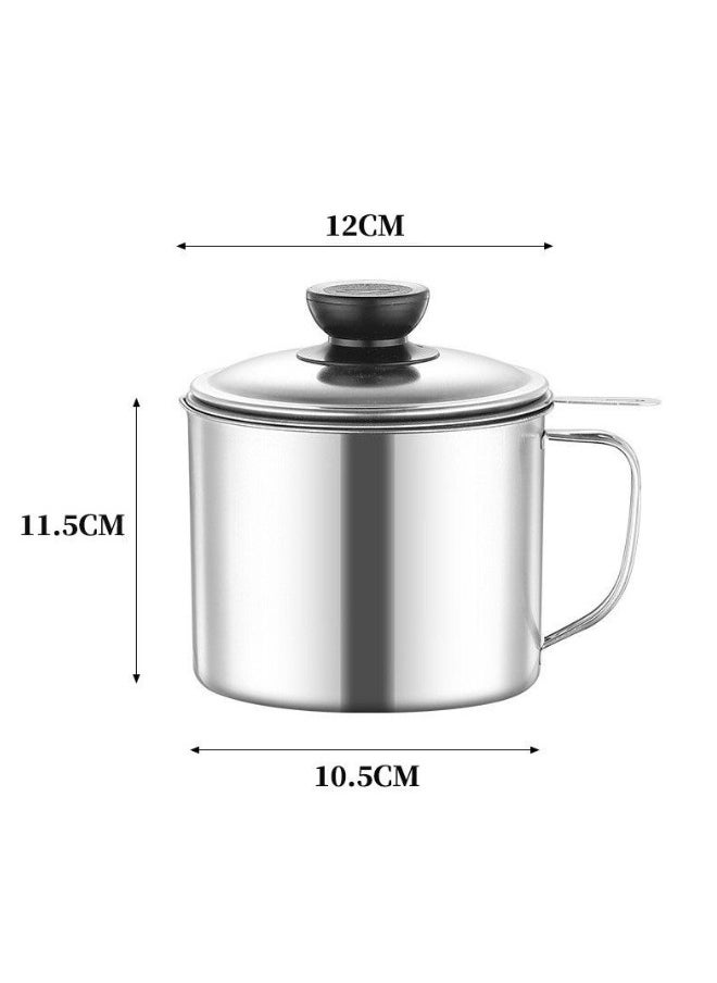 BKMax - 402 Stainless Steel Oil Filter Pot | Oil Storage Container with Fine Mesh Strainer and Dustproof Lid or Storing Frying Oil and Cooking Grease | Cooking Oil Strainer/Cleaner Oil Filter Cup By BKMax - Image 1