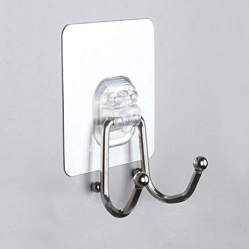 Hokipo Glass Magic Sticker Series Adhesive Double Hooks For Heavy Items - Load Capacity 5 Kg (Model - Ar3172) - Silver - Image 1