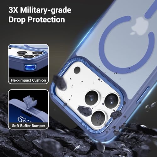 YINLAI for iPhone 17 Pro Case 6.3-inch,Magnetic Compatible with MagSafe, Slim Matte Anti-Fingerprint, Shockproof Full Body Military Grade Protection for iPhone 17 Pro Cover, Blue - Image 3