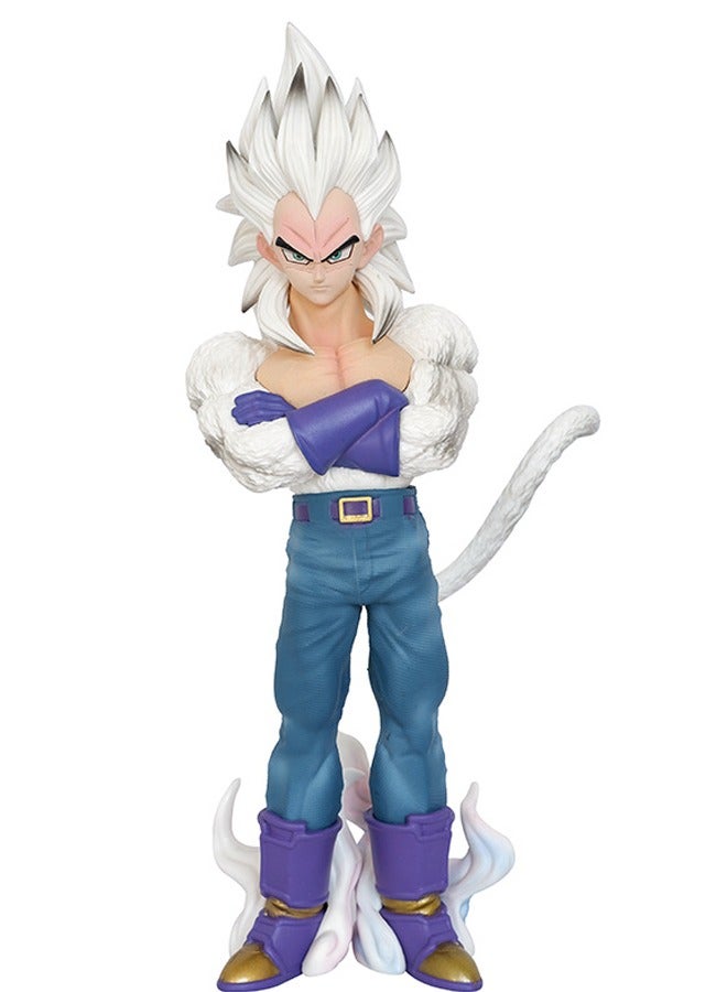 Dragon Ball White Super Saiyan 4 Vegeta Action Figure Decorative Resin Sculpture Home Decor Statue, Art Figurine Home Ornament Decoration for Office, Living Room, Bedroom, Book Shelf, TV Cabinet, Desktop