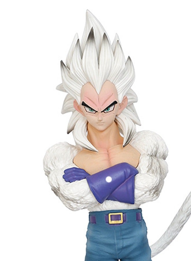 Dragon Ball White Super Saiyan 4 Vegeta Action Figure Decorative Resin Sculpture Home Decor Statue, Art Figurine Home Ornament Decoration for Office, Living Room, Bedroom, Book Shelf, TV Cabinet, Desktop