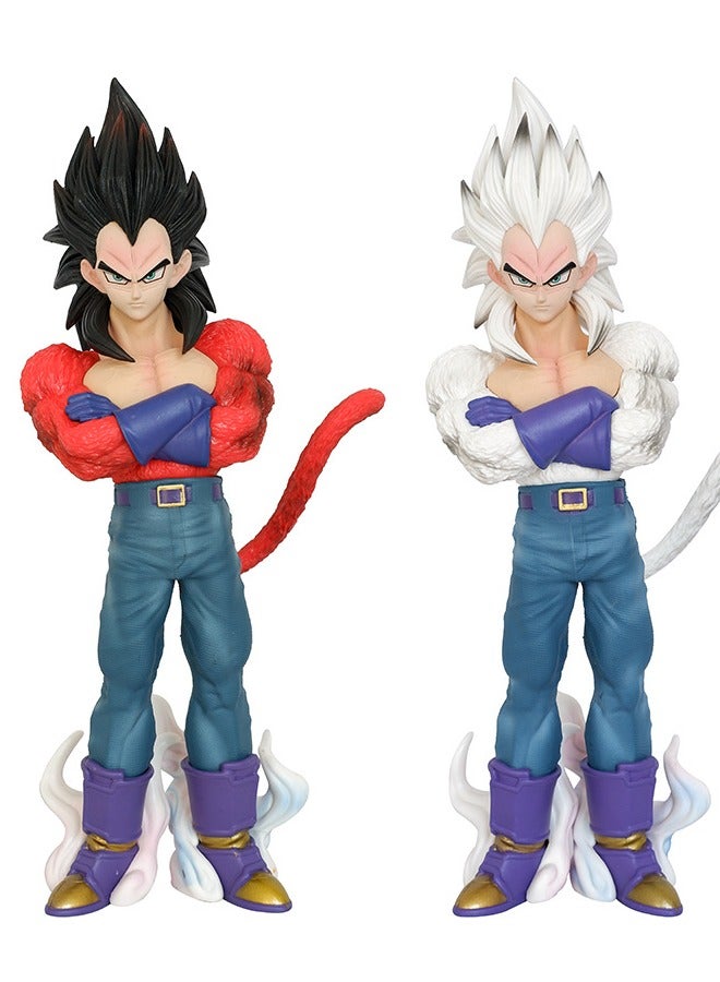 Dragon Ball White Super Saiyan 4 Vegeta Action Figure Decorative Resin Sculpture Home Decor Statue, Art Figurine Home Ornament Decoration for Office, Living Room, Bedroom, Book Shelf, TV Cabinet, Desktop