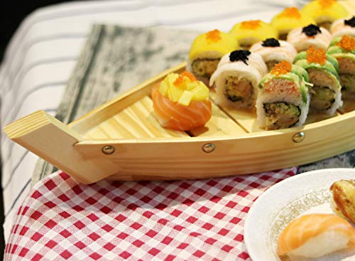 Kichgather 14.5“ Wooden Sushi Serving Tray Boat Plate for Restaurant or Home - Image 4