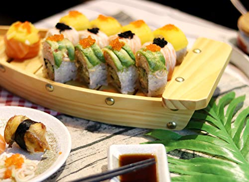 Kichgather 14.5“ Wooden Sushi Serving Tray Boat Plate for Restaurant or Home - Image 3