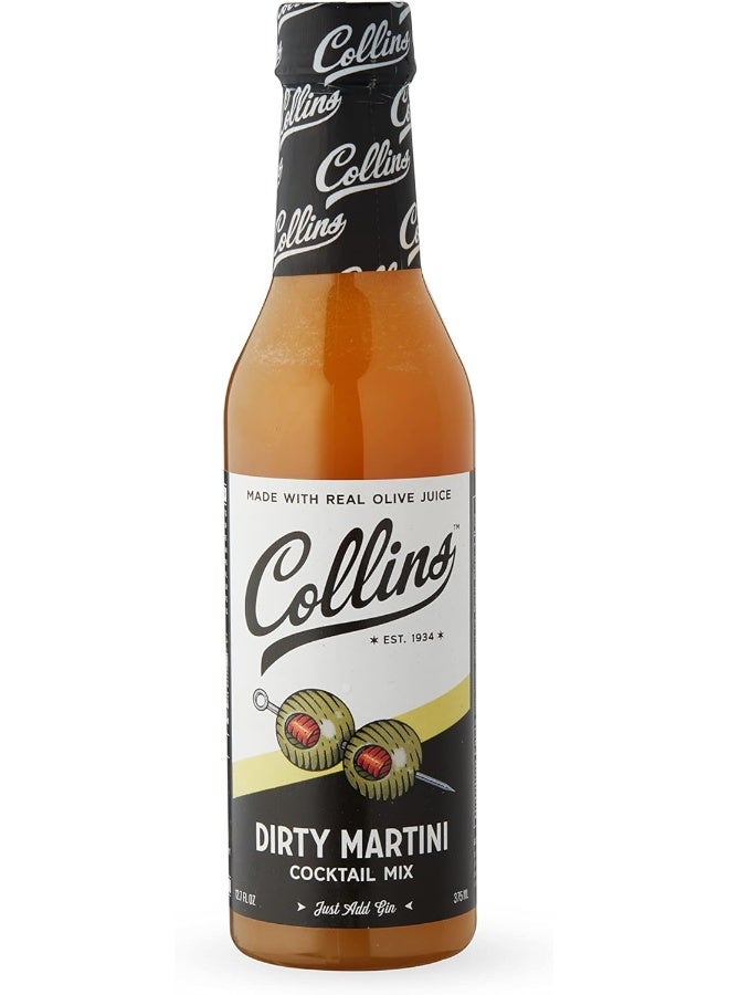 Collins Dirty Martini Mix Made with Real Olive Brine for The Bold Flavor You Need | Classic Cocktail Recipe Ingredient, 12.7 fl oz, 12.7 oz, Black - Image 1
