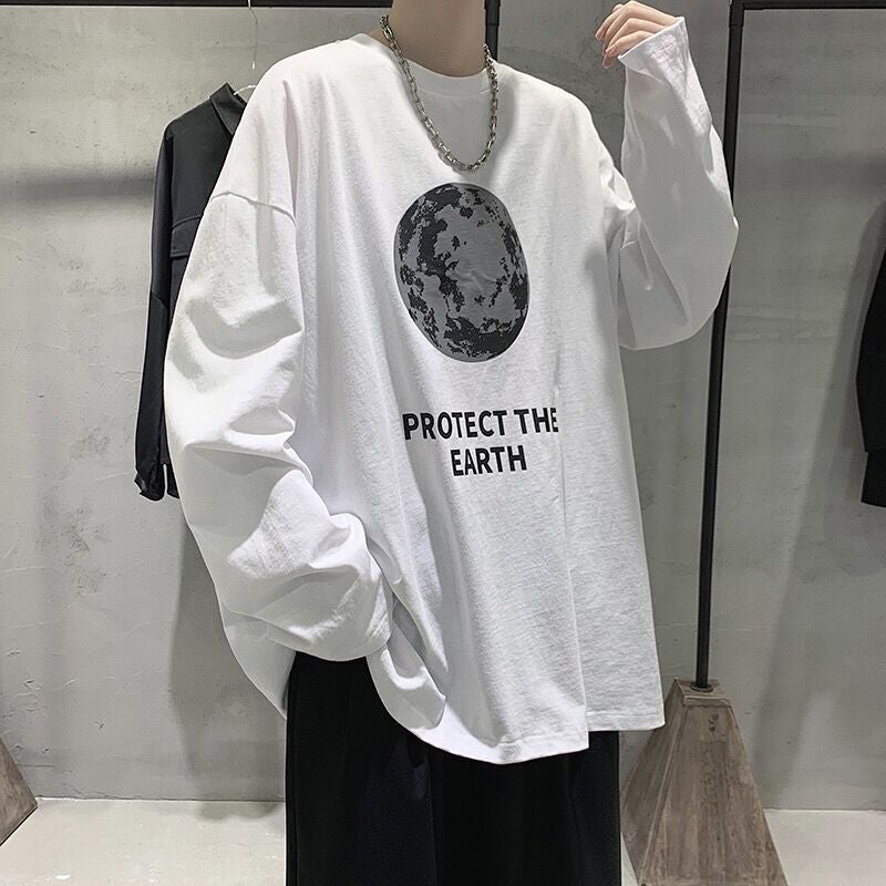 تي شيرت طويل الأكمام للرجال بأسلوب هونغ كونغ العصري - Image 4