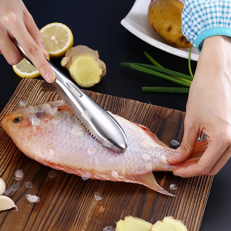 COPORA Fish Scaler Brush Fish Scaler Remover with Stainless Steel Sawtooth Easily Remove Fish Scales-Cleaning Brush Scraper Kitchen Tool - Image 4
