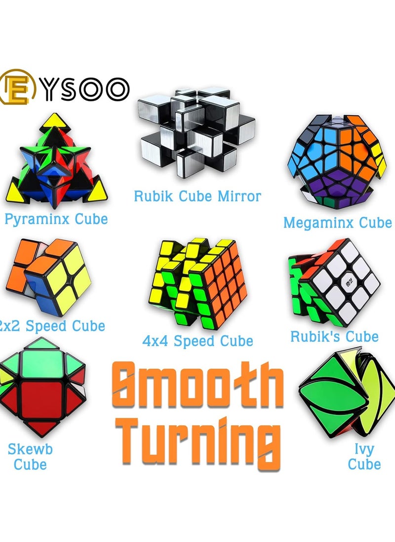 QiYi - Qiyi Rubik's Cube Set - 8 Pack Magic Cubes (2x2, 3x3, Pyramid, Megaminx) - Image 1