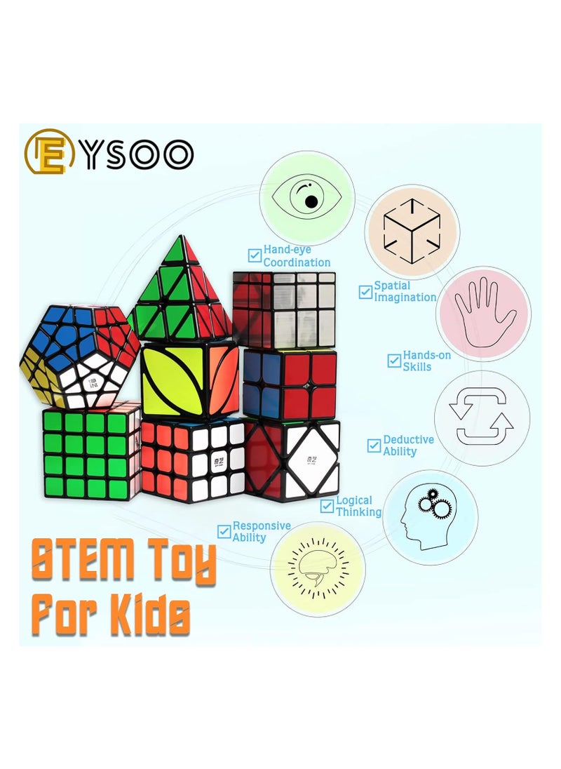 QiYi - Qiyi Rubik's Cube Set - 8 Pack Magic Cubes (2x2, 3x3, Pyramid, Megaminx) - Image 1