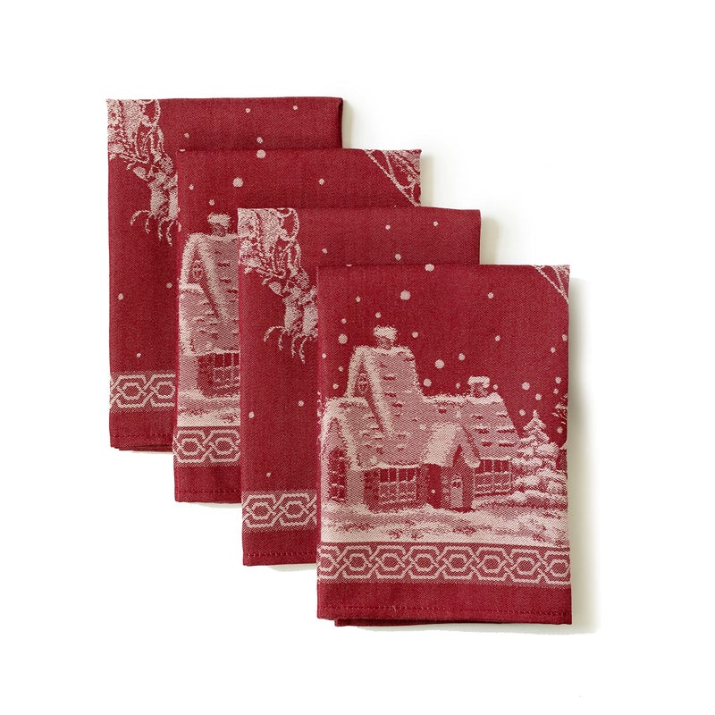Benson Mills Engineered Jacquard Heavyweight Fabric Cloth Napkin for Holiday and Christmas Napkins Christmas Story 18 x 18 Napkin Set of 4
