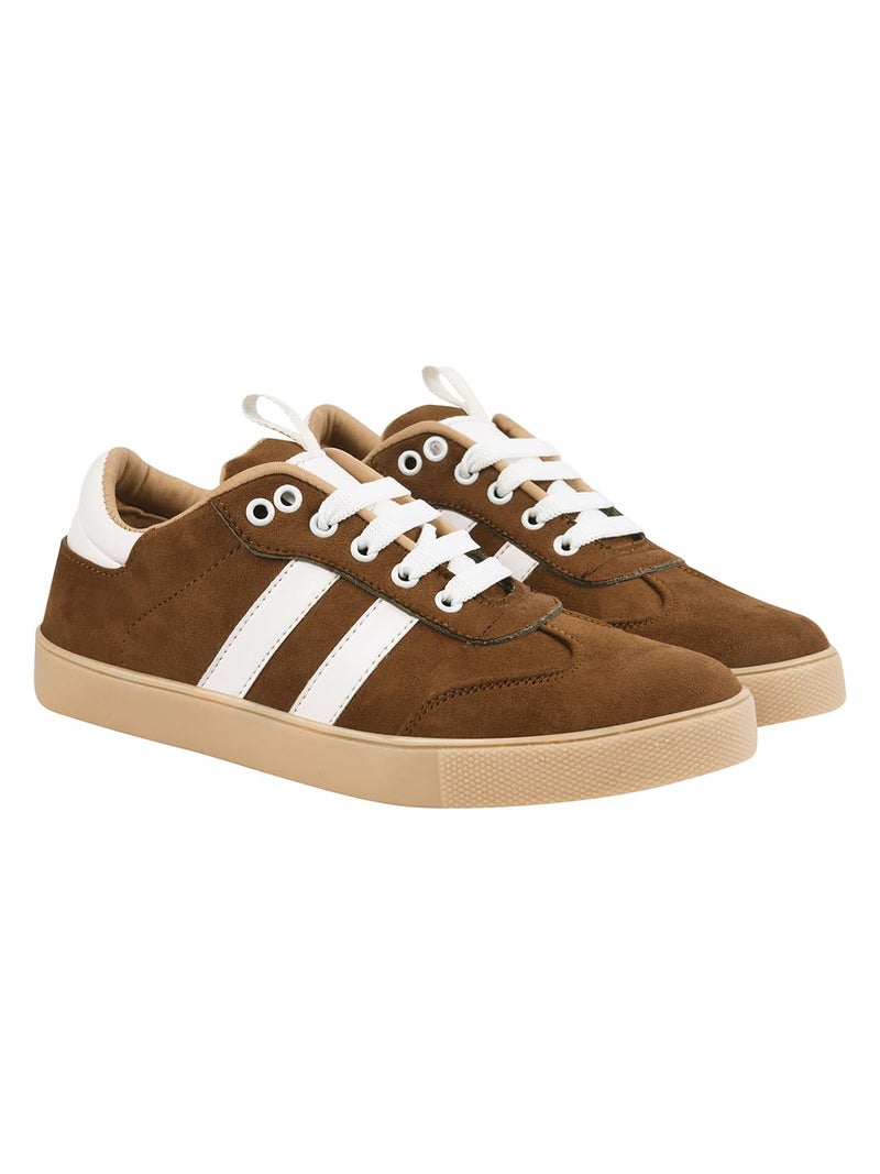 Shoetopia Women's Tan Casual Sneakers || Stylish Lace-Up Sports Shoes with Comfortable Sole || Lightweight Daily Footwear Walking & Running Shoes EU40 - Image 1