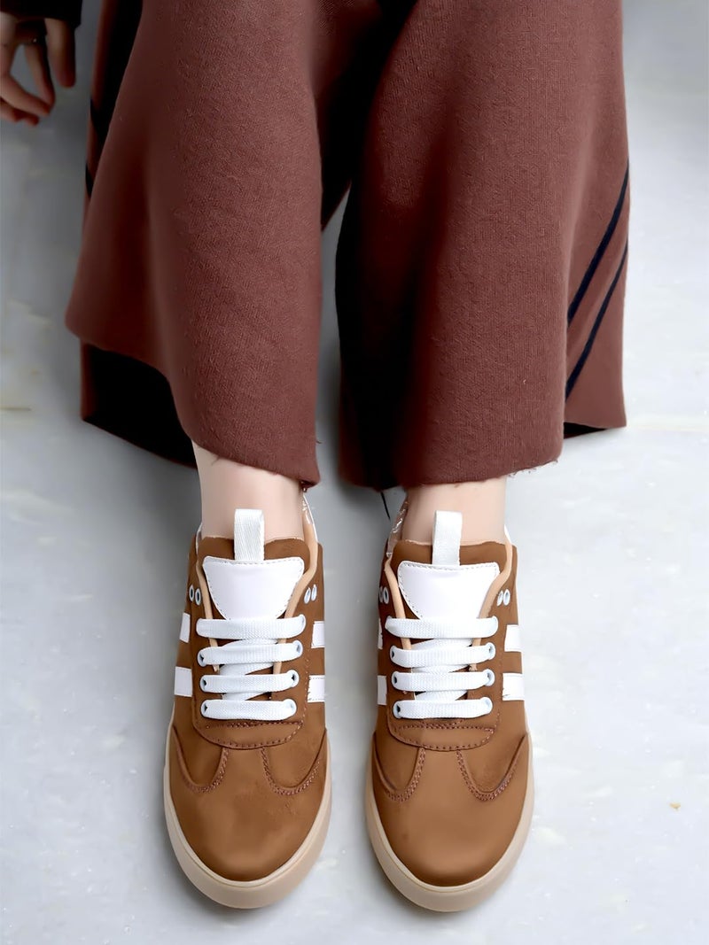 Shoetopia Women's Tan Casual Sneakers || Stylish Lace-Up Sports Shoes with Comfortable Sole || Lightweight Daily Footwear Walking & Running Shoes EU40 - Image 5