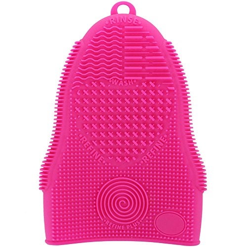 ScivoKaval Makeup Brush Cleaner Glove Mat Mitt Silicone Cosmetic Cleaning Scrubber Tool Face Brushes and Eye Brush Washing Pad Pink (Rose Red) - Image 2