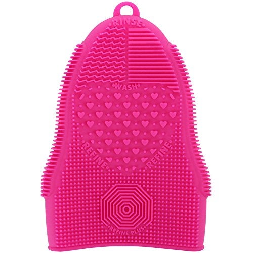 ScivoKaval Makeup Brush Cleaner Glove Mat Mitt Silicone Cosmetic Cleaning Scrubber Tool Face Brushes and Eye Brush Washing Pad Pink (Rose Red) - Image 1