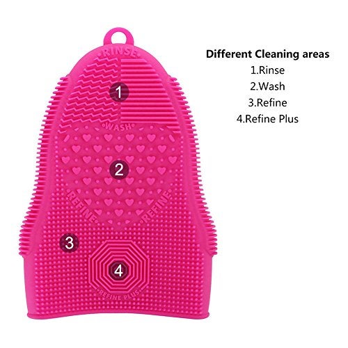 ScivoKaval Makeup Brush Cleaner Glove Mat Mitt Silicone Cosmetic Cleaning Scrubber Tool Face Brushes and Eye Brush Washing Pad Pink (Rose Red) - Image 3