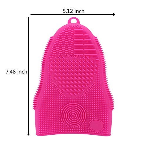 ScivoKaval Makeup Brush Cleaner Glove Mat Mitt Silicone Cosmetic Cleaning Scrubber Tool Face Brushes and Eye Brush Washing Pad Pink (Rose Red) - Image 4