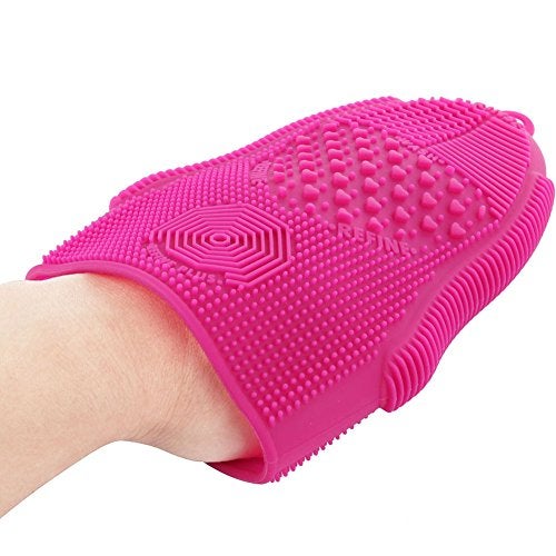 ScivoKaval Makeup Brush Cleaner Glove Mat Mitt Silicone Cosmetic Cleaning Scrubber Tool Face Brushes and Eye Brush Washing Pad Pink (Rose Red) - Image 5
