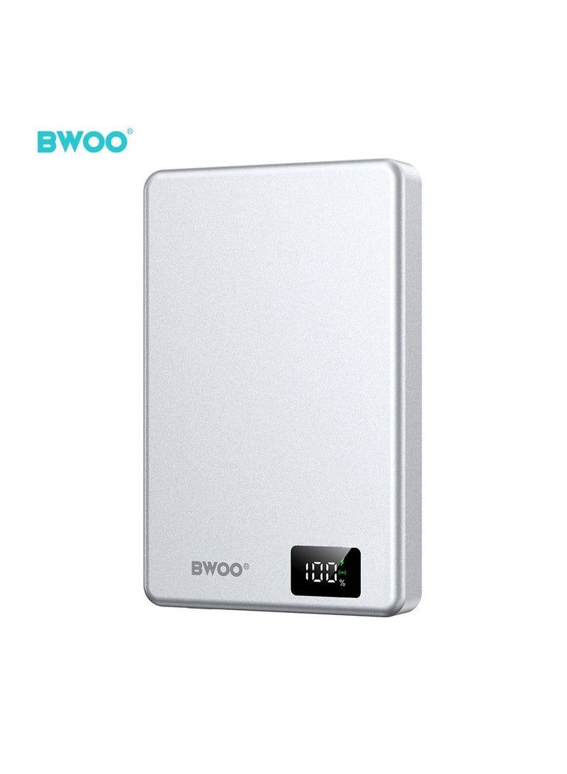 BWOO Fast Charger Power Bank With Type-C/Lightning Cable Silver - Image 1