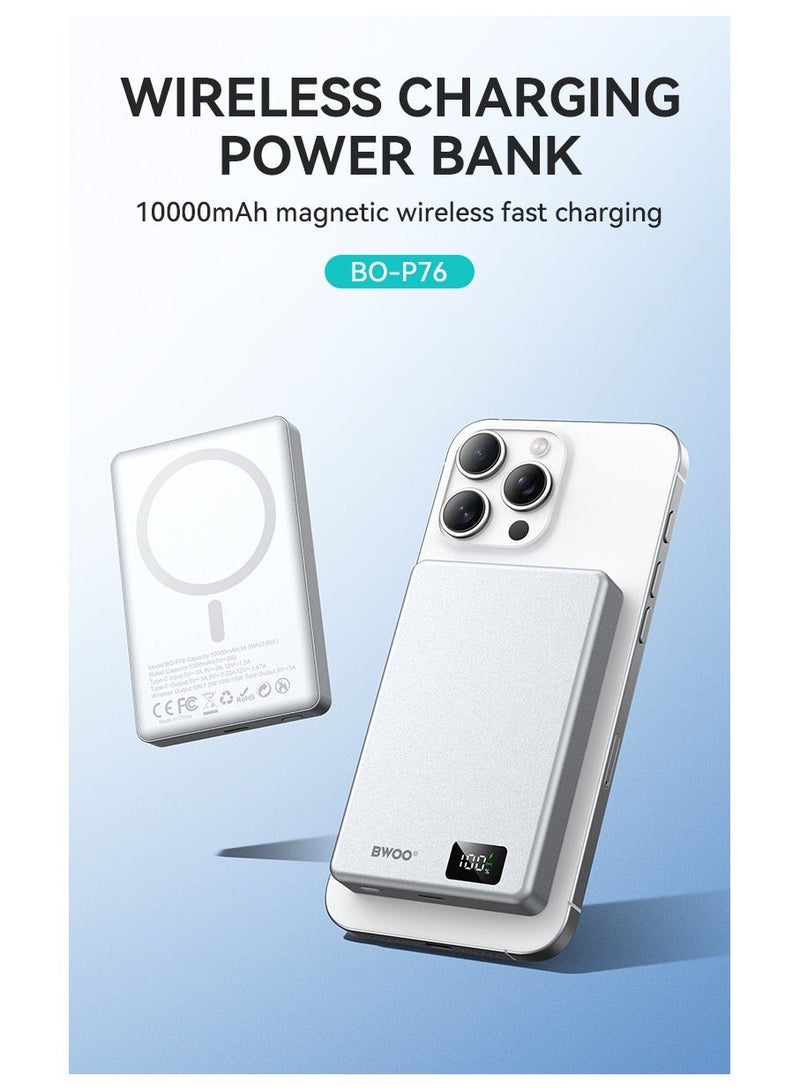 بوو شاحن متنقل سريع مع كابل Type-C/Lightning فضي - Image 1