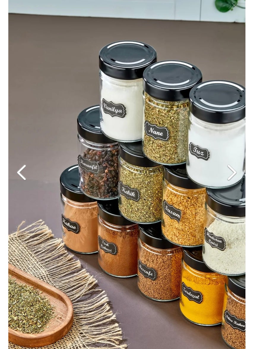 Fbz Home 12-Piece Glass Spice Jar Set with Metal Lid, 350 Ml Luxury Glass Jar (With Label Gift)  - Image 3