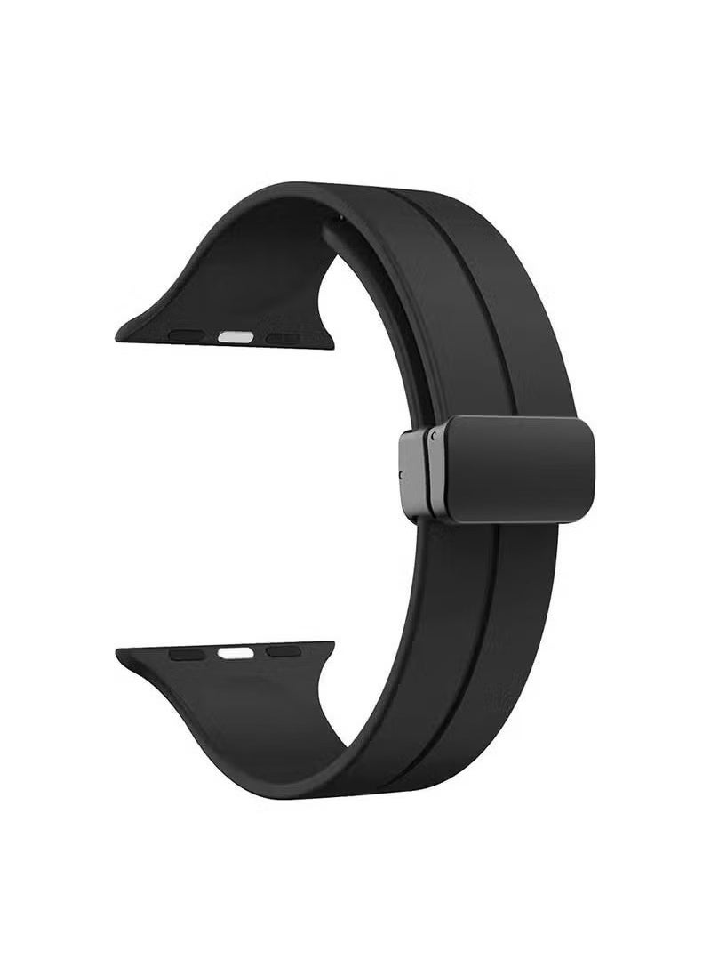 Ocean Soft Silicone Sport Watch Band with Magnetic Buckle Fits Apple Watch Ultra 2/Ultra Series 9/8/SE 2nd Gen/7/SE/6/5/4/3/2/1 Compatible with 42/44/45/49mm Case Sizes Also Compatible with Series 10 with 46mm Case Size  - Image 3