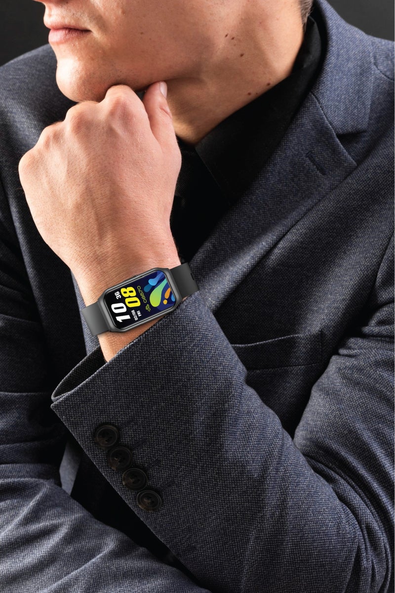 GREEN LION Track Fit Smart Watch with Health Monitoring & 5 Days Working Time / Ai Voice Assistant / Bluetooth Calls / 125KB RAM & 16Mb ROM / Music Player / Exercise Records / IP65 Waterproof - Black - Image 5