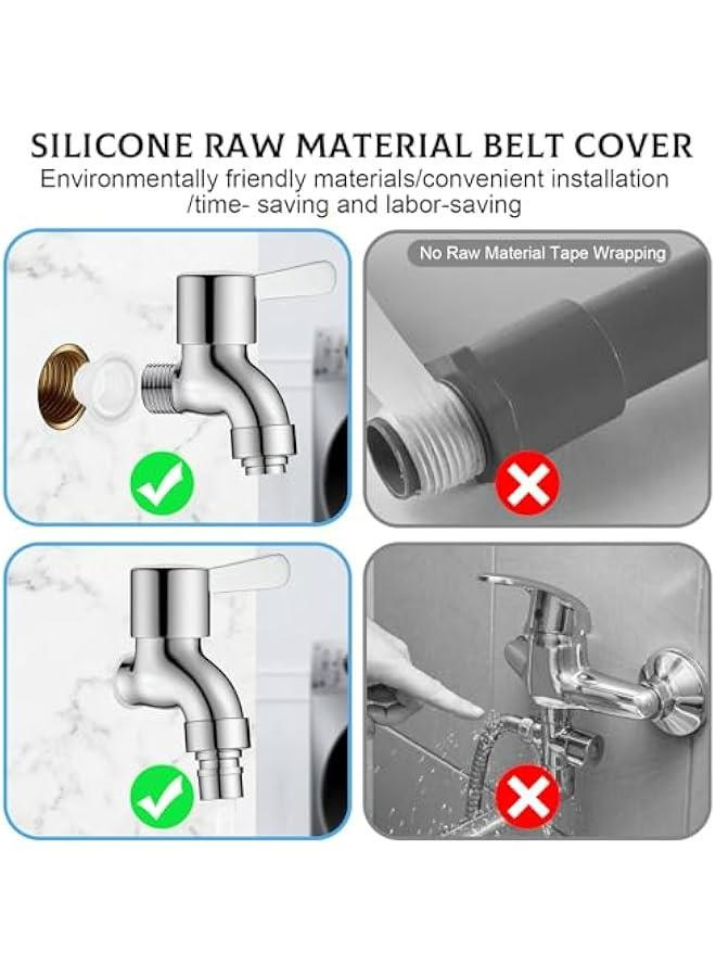 Faucet Leak-Proof Sealing Gasket, 12 PCS Upgraded Spiral Inner Faucet Silicone Gasket Sealing Ring Rubber Cover, Faucet Washer Replaces Plug Pipe Sealing Rings Rubber Gasket for Faucet Hose - Clear  - Image 3