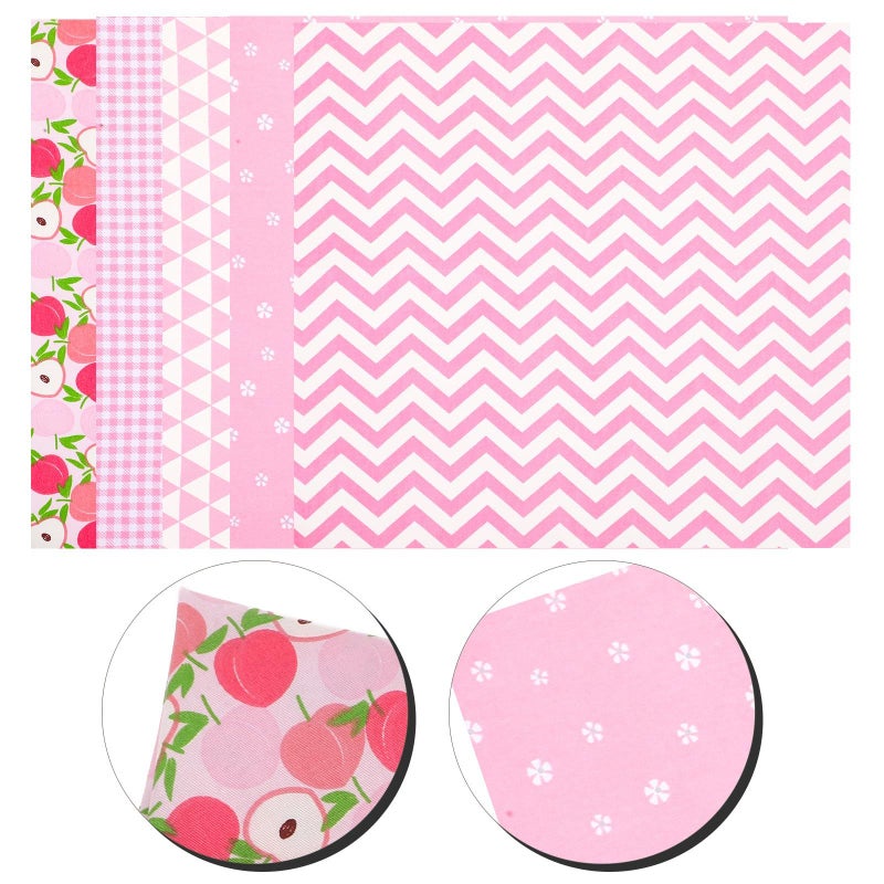 Pink Cotton Twill Fabric Squares 5pcs Fruit Pattern DIY Sewing Patchwork Craft - Image 4