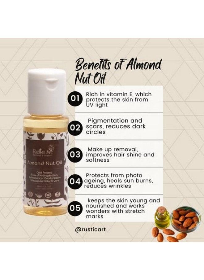 Rustic Art Organic Almond Nut Oil Coldpressed | Skin Hair Under Eyes Baby | 50 Ml  - Image 5