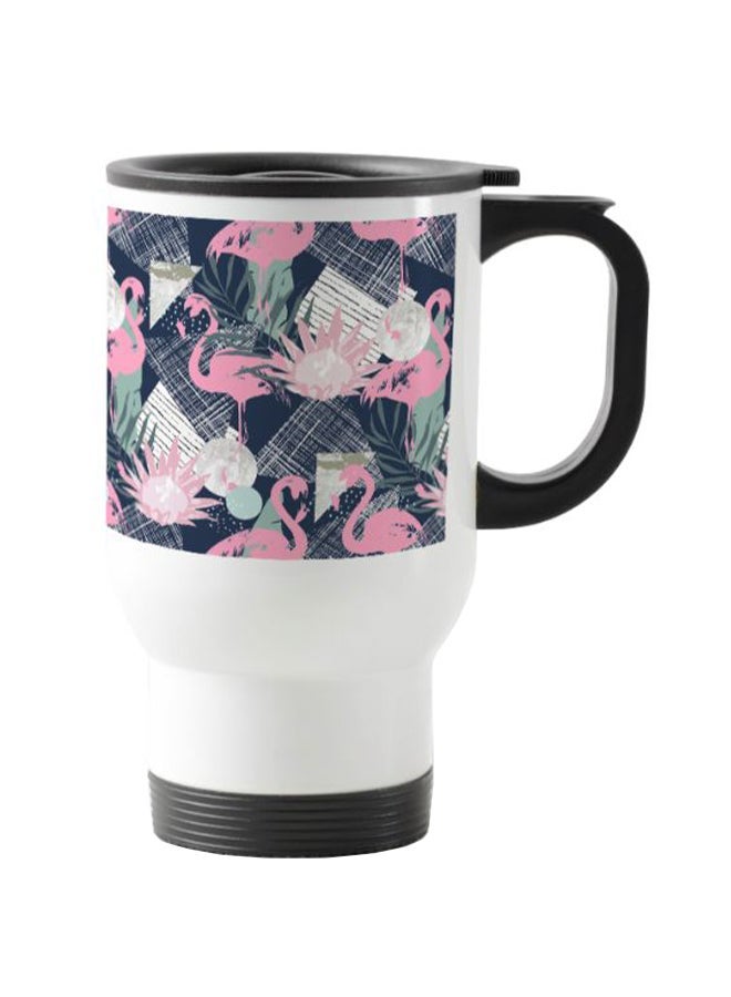 RYN Flamingo Printed Travel Mug Multicolour 13centimeter