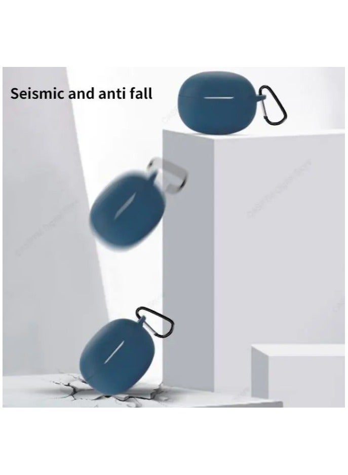 Silicone Protective Case for Realme Buds T100 Earphones with Keychain Cover (Black)  - Image 4