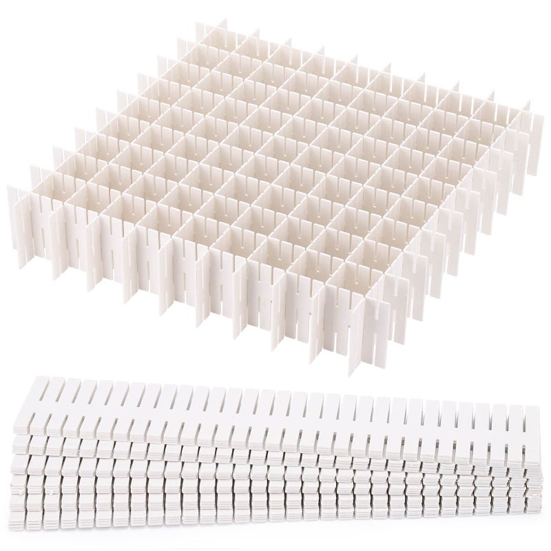 acDesign 40Pcs Grid Drawer Dividers, Adjustable Drawer Organizer for Socks, Underwear, Lingerie, Makeup, Bedroom Office Kitchen Storage (White) - Image 1