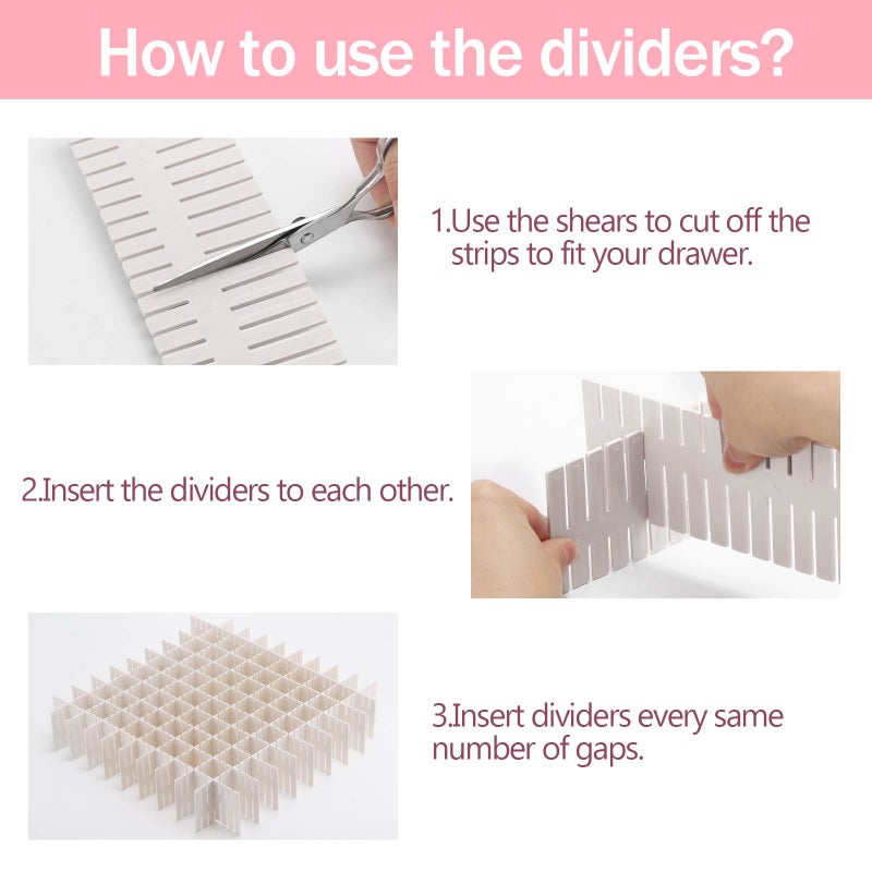 acDesign 40Pcs Grid Drawer Dividers, Adjustable Drawer Organizer for Socks, Underwear, Lingerie, Makeup, Bedroom Office Kitchen Storage (White) - Image 3