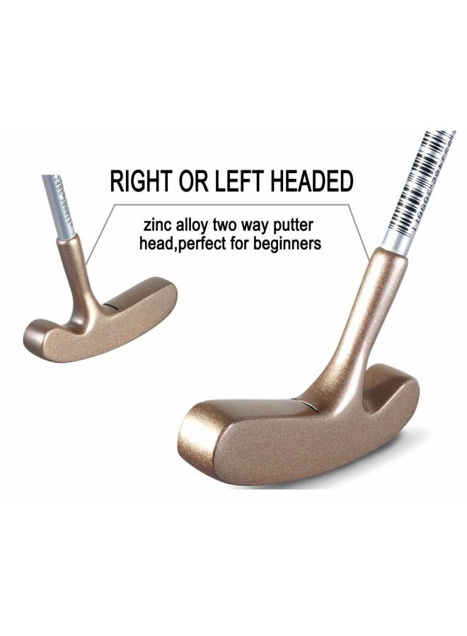 ENJOYCOOL Two Way Junior Golf Putter Stainless Steel Kids Putter Both Left and Right Handed Easily Use for Kids Ages 3-5(Gold Head+Pink Grip,25 inch,Age 3-5) - Image 2