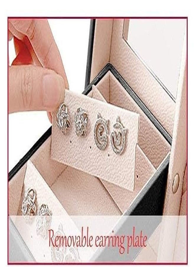 Calpix Leather Jewelry Box with Sliding Drawer | Multi-Layer Organizer for Earrings, Rings, Necklaces | PU Leather Lockable Display Case with Soft Lining - Image 3