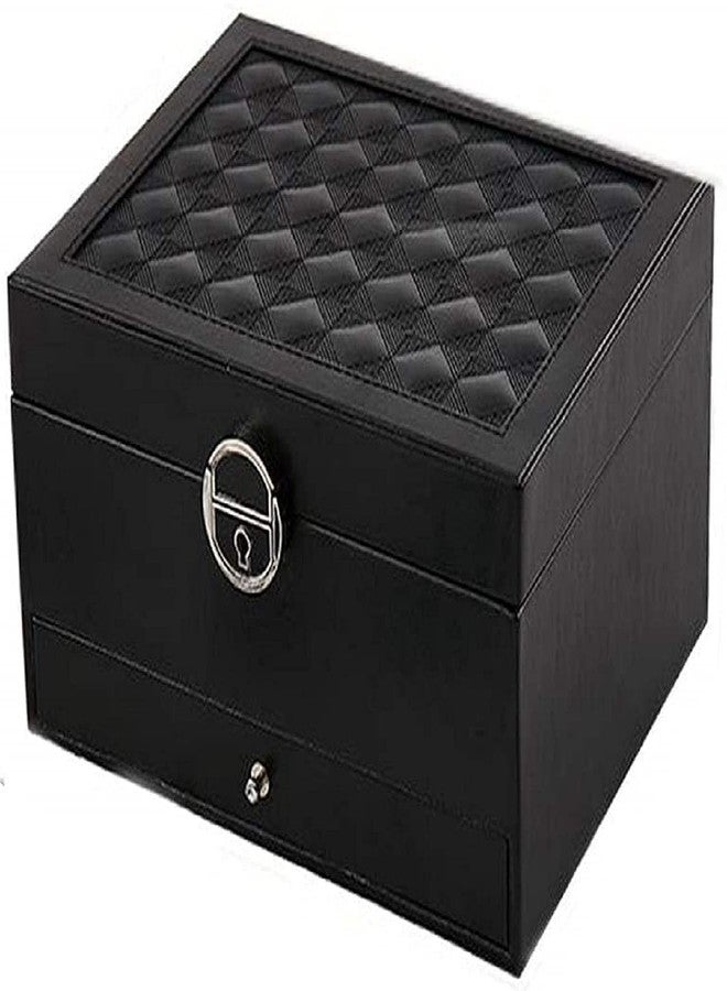 Calpix Leather Jewelry Box with Sliding Drawer | Multi-Layer Organizer for Earrings, Rings, Necklaces | PU Leather Lockable Display Case with Soft Lining - Image 5