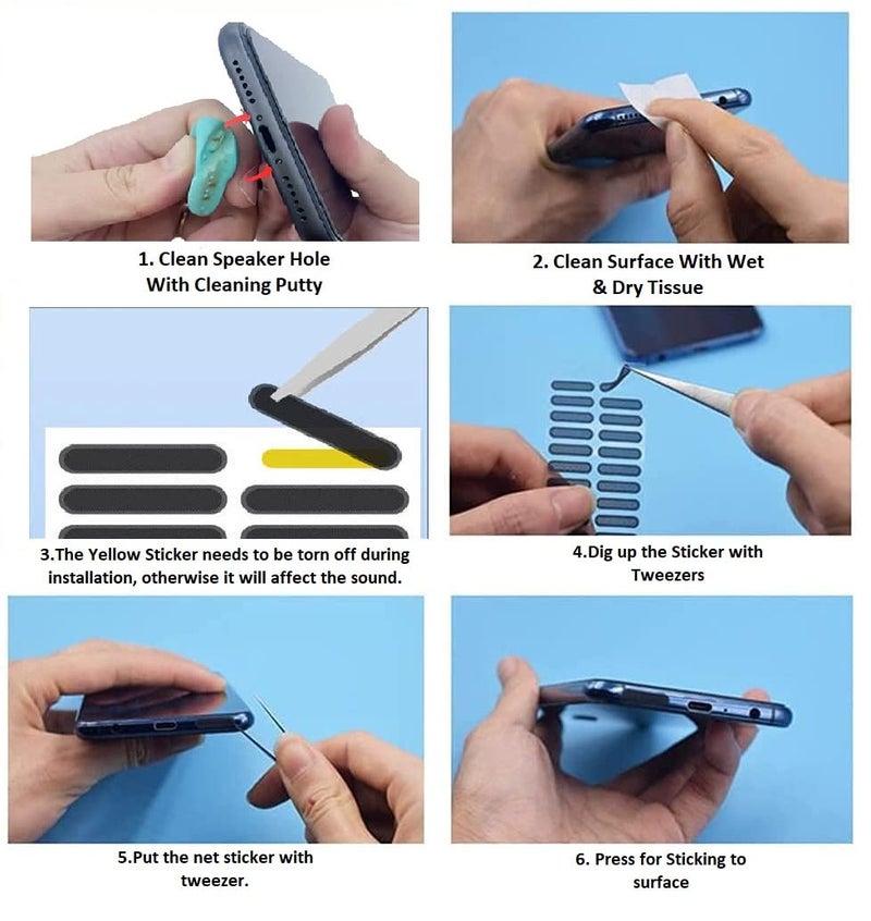 BRAINLE Mobile Phone Dustproof Net Stickers, Speaker Mesh Anti Dust Proof Adhesive Sticker for iPhone and Android Phone Speaker Dustproof Sticker(24Pack 14short + 10long) - Image 2