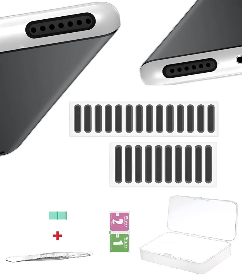 BRAINLE Mobile Phone Dustproof Net Stickers, Speaker Mesh Anti Dust Proof Adhesive Sticker for iPhone and Android Phone Speaker Dustproof Sticker(24Pack 14short + 10long) - Image 1