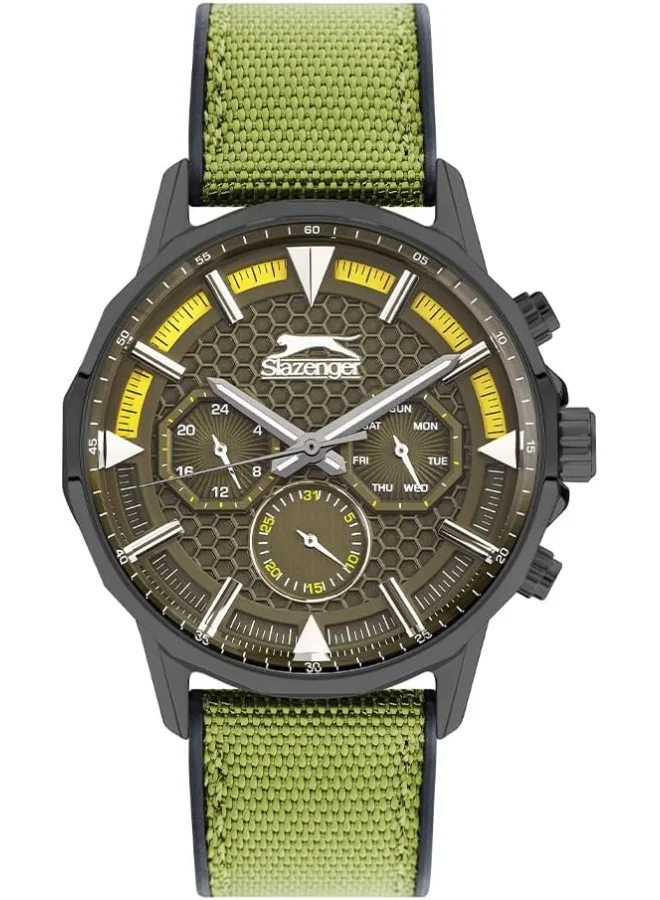 سلازنجر SLAZENGER Men's Watch, Multi Function Display and Fabric Strap - SL.9.2217.2.03, Green