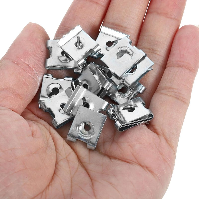 100pcs Blue White Zinc-Plated U Type Clamp Nuts Metal Panel Clips for Automotive Car Body Panel Fasteners Interior Trim Replacement - Image 4