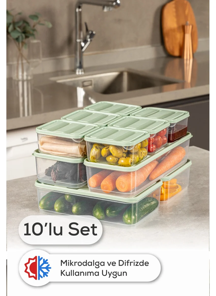 Vienev 10LU Fridge Freezer Organizer Microwave and Freezer Suitable Storage Container Mint
