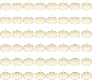 MEGA CANDLES Mega Candles 48 pcs Unscented Ivory Floating Disc Candle, Hand Poured Paraffin Wax Candles 2 Inch - Image 1