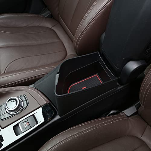 YIWANG Car Center Armrest Storage Box Container Tray for X1 F48 2016-2019, for X2 F47 2018 2019 Left Hand Drive (Black) - Image 5