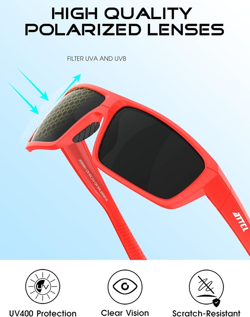 ATTCL Polarized Sunglasses Men for Fishing: UV Protection Lightweight TR90 Sports Wrap Sun Glasses Driving Golf Running - Image 4