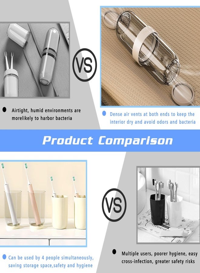 Sekonow Toothbrush Travel Case 4 Cups Inside - Family Travel Toothbrush Holder with Cover and Vent Holes, Toothbrush Case with 5 Toothbrush Covers for Toothbrush Toothpaste (White) - Image 4