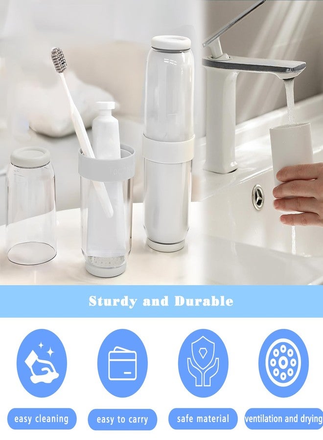 Sekonow Toothbrush Travel Case 4 Cups Inside - Family Travel Toothbrush Holder with Cover and Vent Holes, Toothbrush Case with 5 Toothbrush Covers for Toothbrush Toothpaste (White) - Image 5