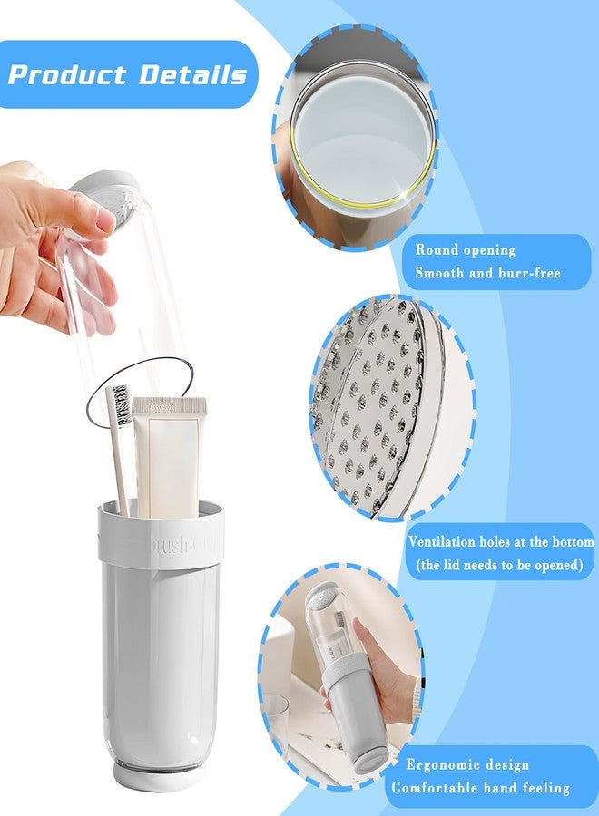 Sekonow Toothbrush Travel Case 4 Cups Inside - Family Travel Toothbrush Holder with Cover and Vent Holes, Toothbrush Case with 5 Toothbrush Covers for Toothbrush Toothpaste (White) - Image 3