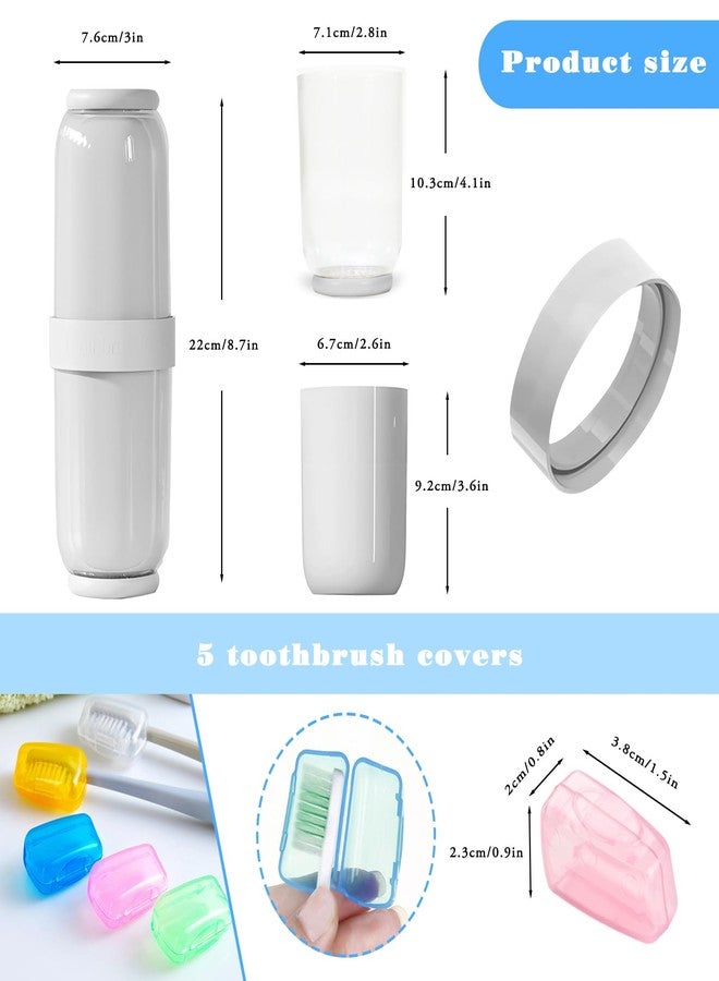 Sekonow Toothbrush Travel Case 4 Cups Inside - Family Travel Toothbrush Holder with Cover and Vent Holes, Toothbrush Case with 5 Toothbrush Covers for Toothbrush Toothpaste (White) - Image 2
