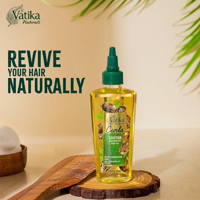 Vatika Naturals زيت الشعر من فاتيكا ناتشورالز للتموجات، 100 مل، زيت شعر للتموجات، يمنع تقصف الأطراف، يعزز نمو الشعر، يغذي ويرطب الشعر ويعالج قشرة الرأس، زيت بذور الخروع - Image 2